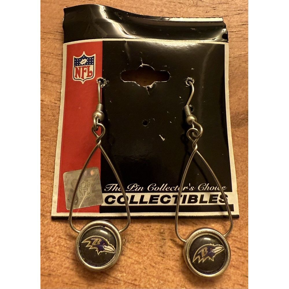 Baltimore‎ Ravens French Loop Logo Dangle Earrings NFL Licensed Jewelry Wincraft